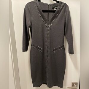 Karl Lagerfeld Charcoal Studded Long Sleeve Dress